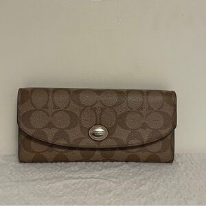 Coach Tan Signature Clutch Wallet